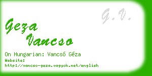 geza vancso business card
